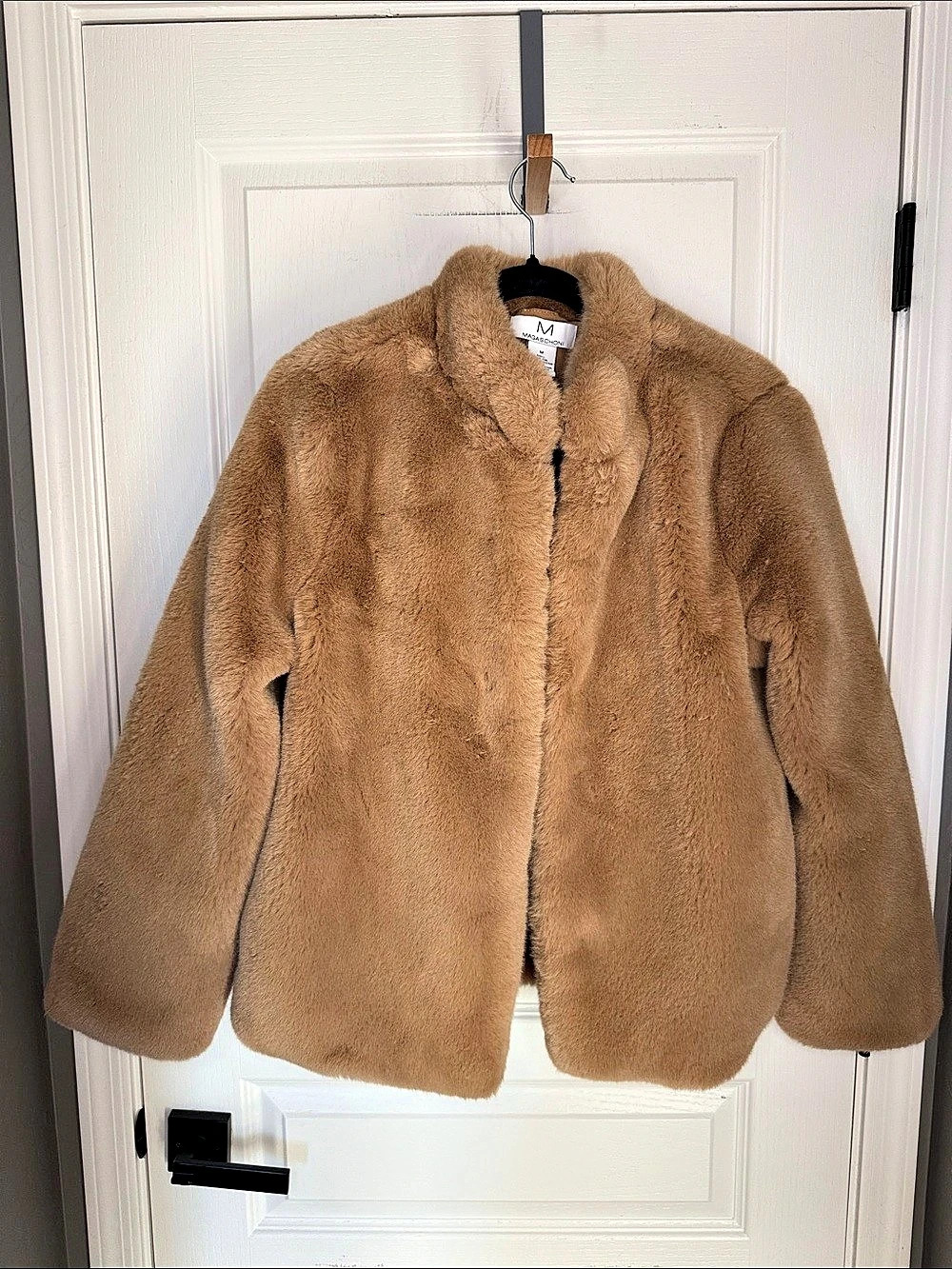 Magaschoni Faux Fur Teddy Jacket in Brown Size Medium Like New